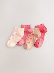 Pink/Tan 4 Pack Cotton Rich Trainer Socks - Image 1 of 3