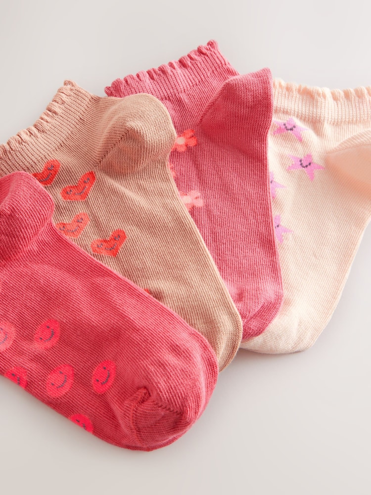 Pink/Tan 4 Pack Cotton Rich Trainer Socks - Image 3 of 3