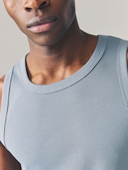 Blue Slim Fit Ribbed Vest - Image 5 of 8