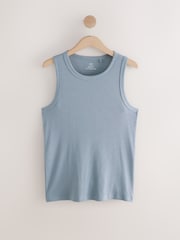 Blue Slim Fit Ribbed Vest - Image 6 of 8