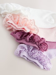rožnata. škrlatna; vijolična In bela - Nogavice Cotton Rich Ruffle Trainer 4 Pack - Slika 3 iz 3