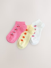 White, Pink and Yellow 3 Pack Cotton Rich Fruit Trainer Socks - Image 1 of 3