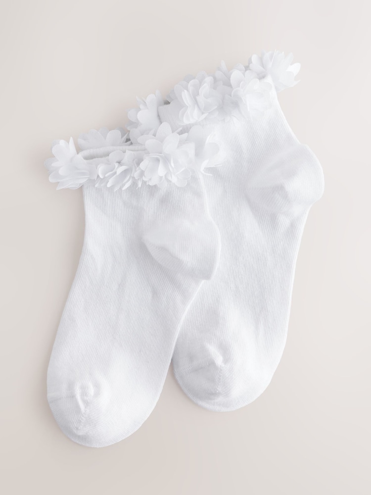 White 2 Pack Cotton Rich Bridesmaid Ankle Socks - Image 1 of 3