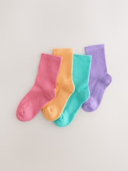 Multi 4 Pack Cotton Rich Cushioned Footbed Rib Ankle Socks - Image 1 of 3