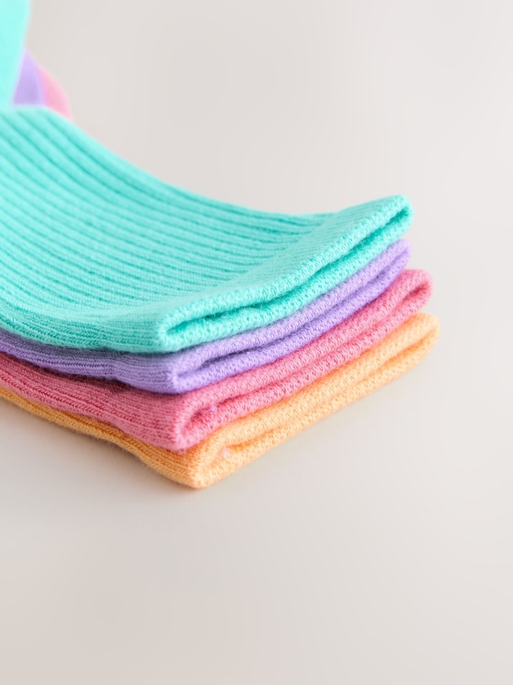 Multi 4 Pack Cotton Rich Cushioned Footbed Rib Ankle Socks - Image 2 of 3