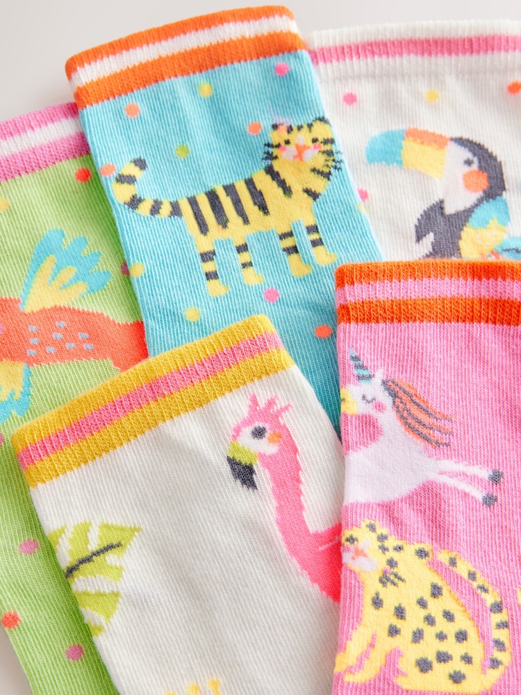 Multi 5 Pack Cotton Rich Flamingo Ankle Socks - Image 2 of 3