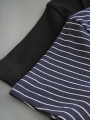 The Set Navy/Neutral Navy Stripe 2 Pack Ribbed Polo Neck Short Sleeved Midi Dress - Image 3 of 3