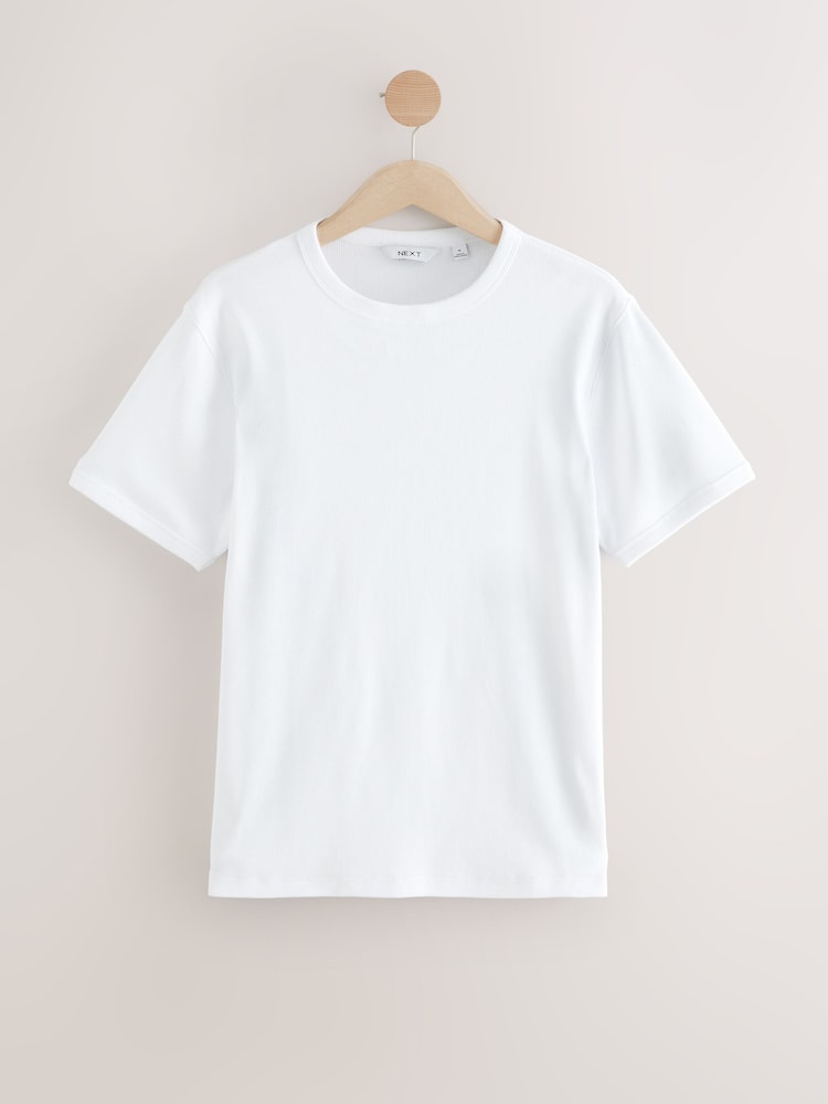 Blanc - Ribbed Short Sleeve Crew T-Shirt - Image 6 of 8