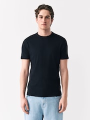 Noir - Ribbed Short Sleeve Crew T-Shirt - Image 1 de 7