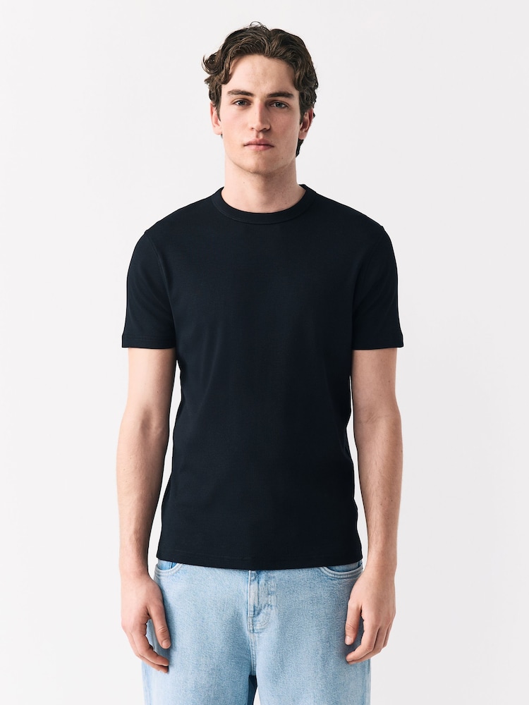 Noir - Ribbed Short Sleeve Crew T-Shirt - Image 1 of 7