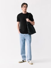 Noir - Ribbed Short Sleeve Crew T-Shirt - Image 2 de 7