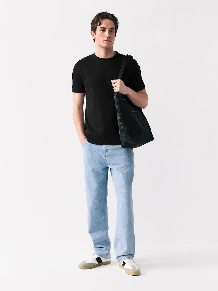 Black Ribbed Short Sleeve Crew T-Shirt - Image 2 of 7 Black Ribbed Short Sleeve Crew T-Shirt - Image 2 of 7