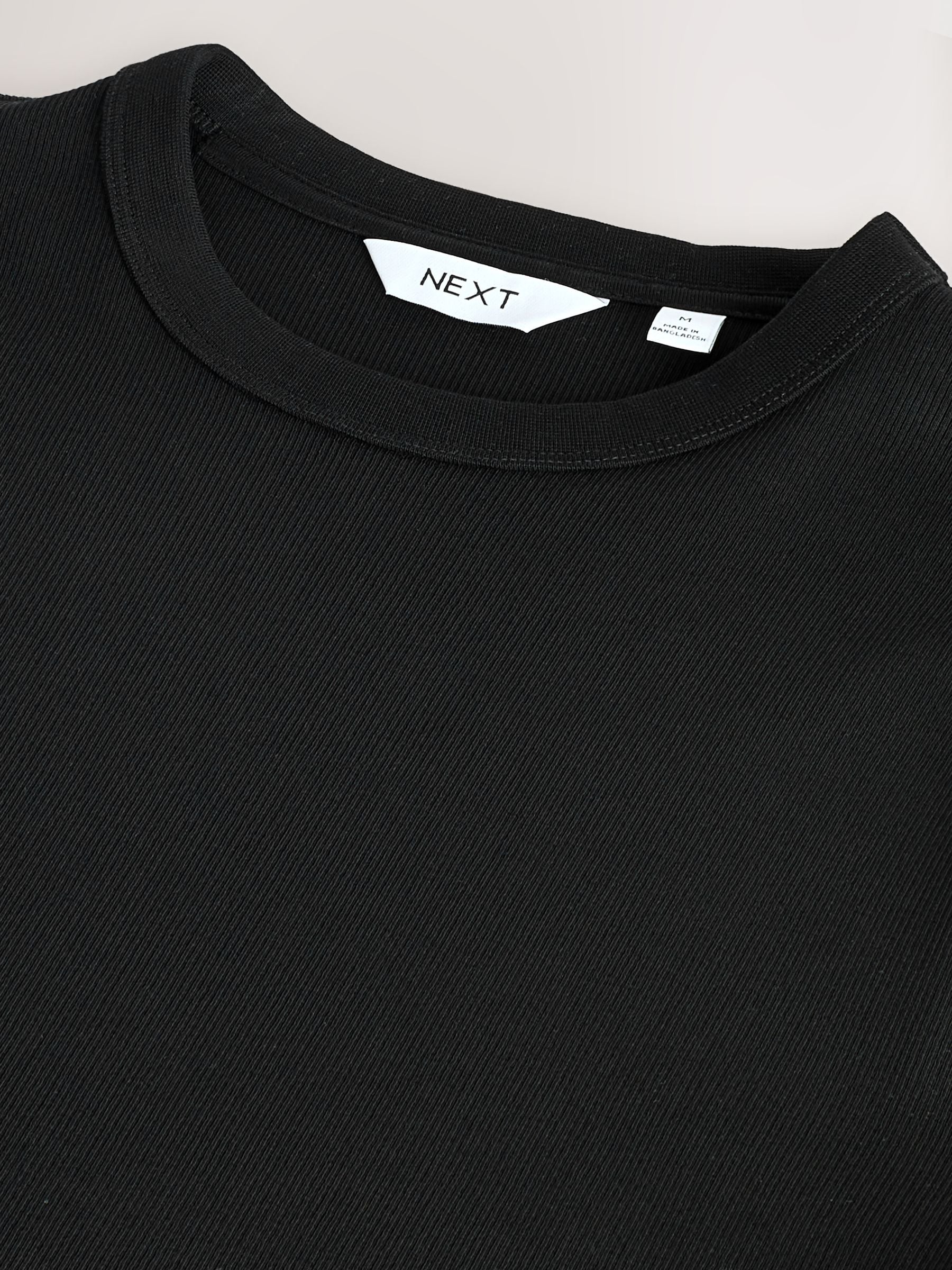 Buy Black Ribbed Slim Fit Short Sleeve Crew Neck T-Shirt from the