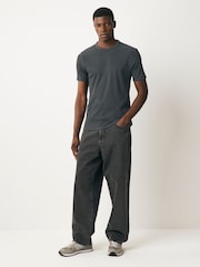 Grey Slim Fit Ribbed Short Sleeve Crew T-Shirt - Image 3 of 7