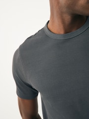 Grey Slim Fit Ribbed Short Sleeve Crew T-Shirt - Image 4 of 7