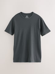 Grey Slim Fit Ribbed Short Sleeve Crew T-Shirt - Image 5 of 7