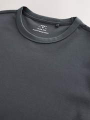 Grey Slim Fit Ribbed Short Sleeve Crew T-Shirt - Image 6 of 7