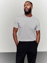 Серебристо-серый - Ribbed Short Sleeve Crew T-Shirt - Image 4 of 7
