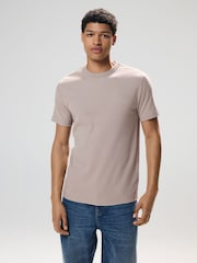 Песочно-бежевый - Ribbed Short Sleeve Crew T-Shirt - Image 4 of 8