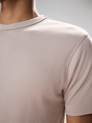 Песочно-бежевый - Ribbed Short Sleeve Crew T-Shirt - Image 5 of 8