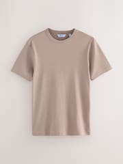 Песочно-бежевый - Ribbed Short Sleeve Crew T-Shirt - Image 6 of 8