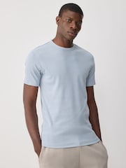 Голубой - Ribbed Short Sleeve Crew T-Shirt - Image 1 of 7