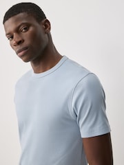 Голубой - Ribbed Short Sleeve Crew T-Shirt - Image 3 of 7