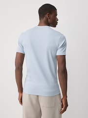 Голубой - Ribbed Short Sleeve Crew T-Shirt - Image 4 of 7