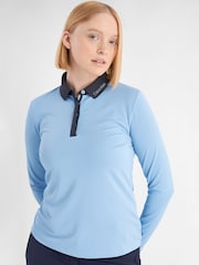 Azul - Calvin Klein Golf Whitney L/Sleeve Polo Shirt - Imagen 1 de 9
