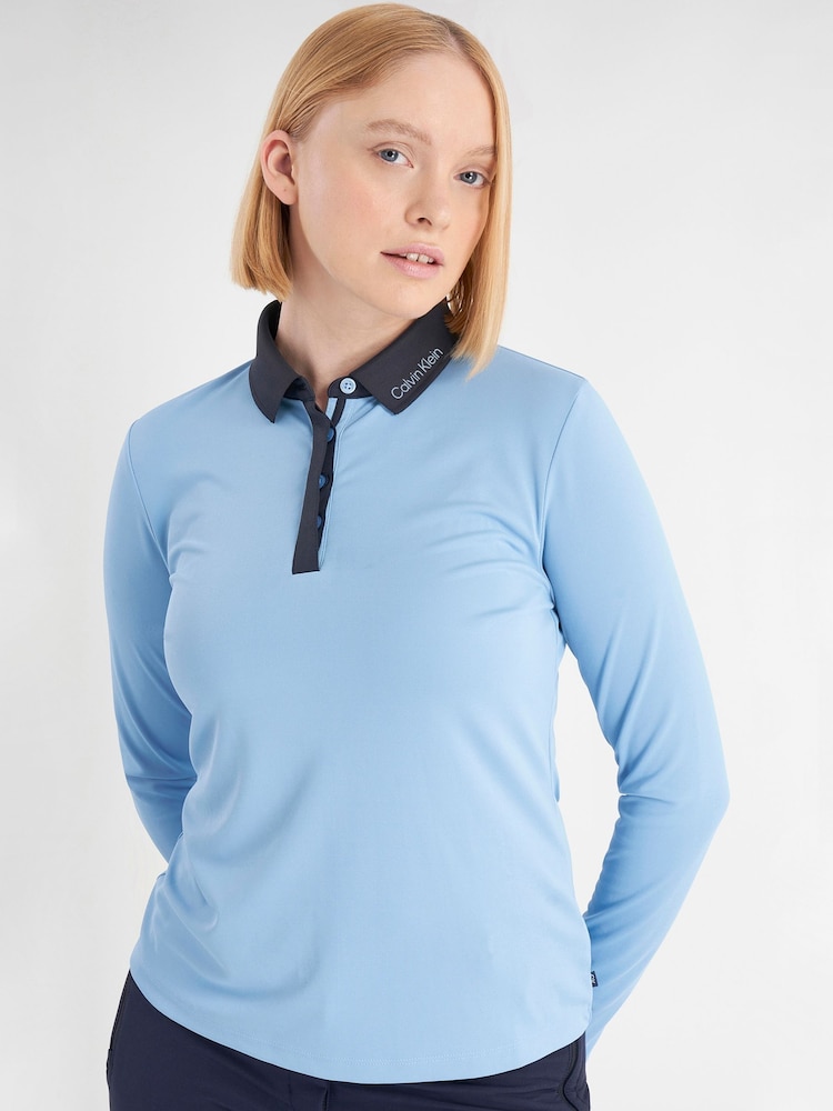 Azul - Calvin Klein Golf Whitney L/Sleeve Polo Shirt - Imagen 1 de 9