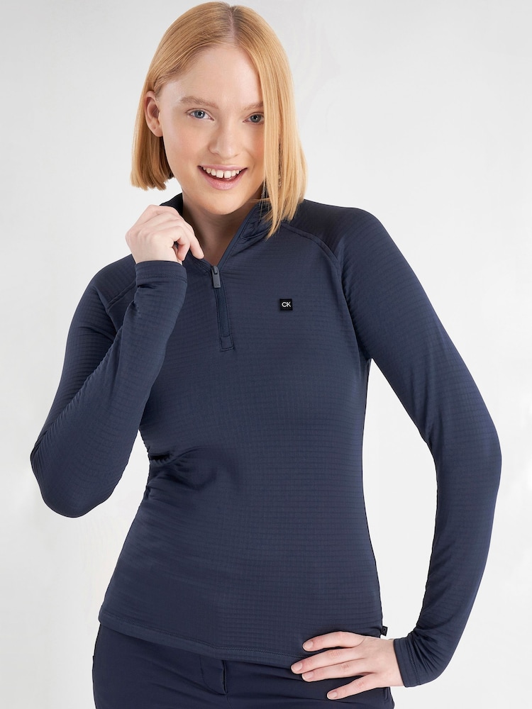 Calvin Klein Golf Blue Lantanas Textured Quarter Zip Sweater - Image 1 of 8