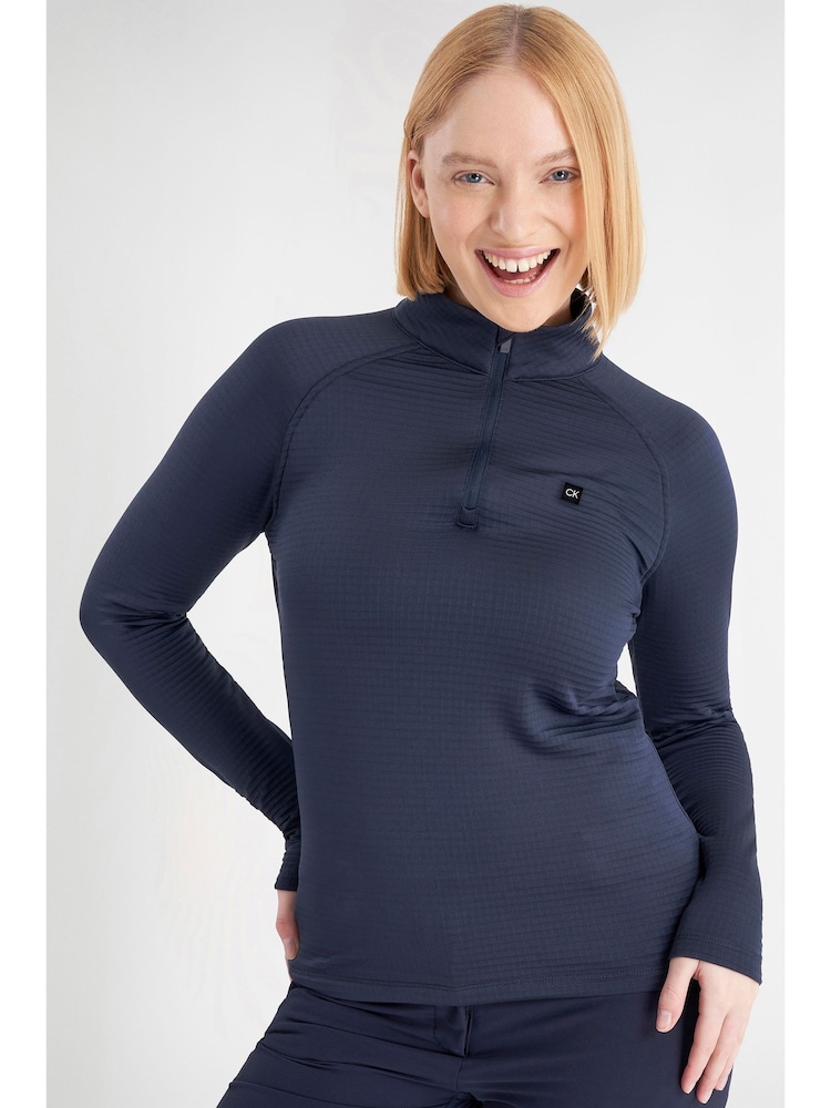 Calvin Klein Golf Blue Lantanas Textured Quarter Zip Sweater - Bild 2 von 8 Calvin Klein Golf Blue Lantanas Textured Quarter Zip Sweater - Bild 2 von 8