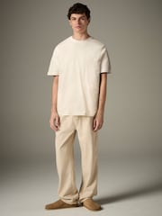 Ecru 100% Cotton Short Sleeve Slub T-Shirt - Image 2 of 4