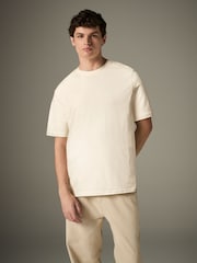 Ecru 100% Cotton Short Sleeve Slub T-Shirt - Image 3 of 4