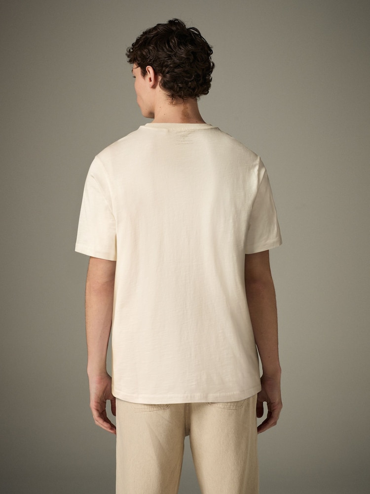 Ecru 100% Cotton Short Sleeve Slub T-Shirt - Image 4 of 4