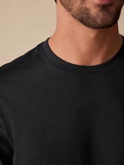 Black 100% Cotton Short Sleeve Slub T-Shirt - Image 5 of 8