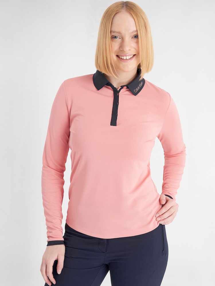 Naranja - Calvin Klein Golf Whitney L/Sleeve Polo Shirt - Imagen 1 de 9