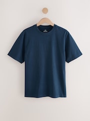 Navy Blue 100% Cotton Short Sleeve Slub T-Shirt - Image 6 of 8