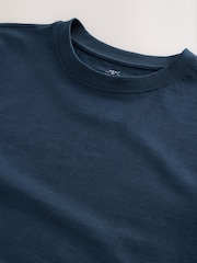 Navy Blue 100% Cotton Short Sleeve Slub T-Shirt - Image 7 of 8