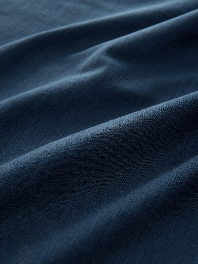 Navy Blue 100% Cotton Short Sleeve Slub T-Shirt - Image 8 of 8