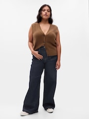 Gap Dark Blue High Waisted Stride Wide-Leg Jeans - Image 5 of 6