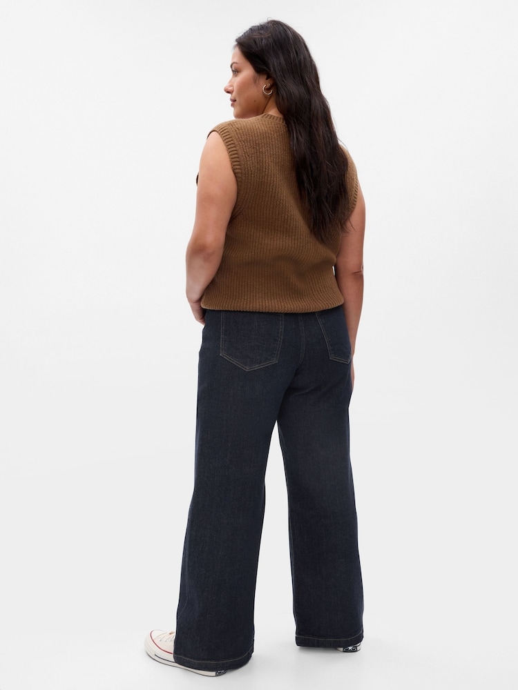 Gap Dark Blue High Waisted Stride Wide-Leg Jeans - Image 6 of 6