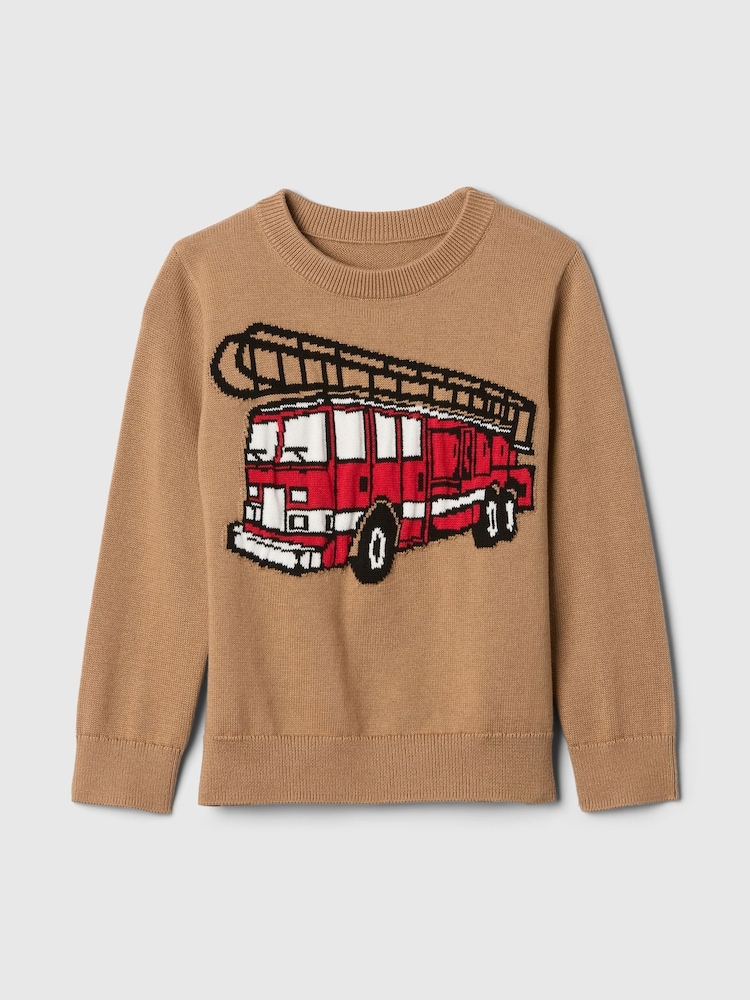 Gap Brown Firetruck Intarsia Knit Jumper (6mths-5yrs) - Image 1 of 3