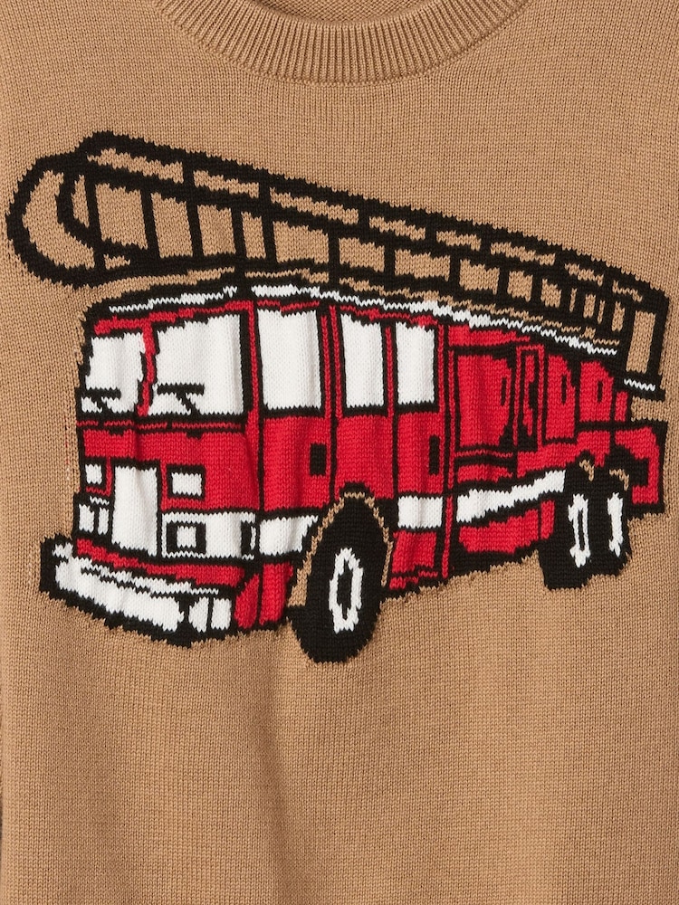 Gap Brown Firetruck Intarsia Knit Jumper (6mths-5yrs) - Image 3 of 3