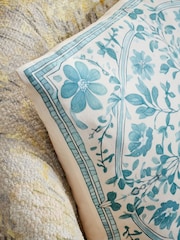 Blue Floral Tile Printed Cushion - Image 2 of 6