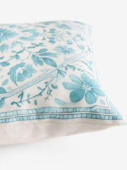 Blue Floral Tile Printed Cushion - Image 6 of 6