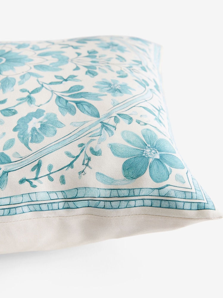 Blue Floral Tile Printed Cushion - Image 6 of 6