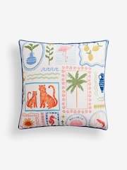 Multi Bright Indoor Outdoor Tropical Palm Tree Print Cushion - Image 3 of 5