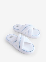 Bath & Body Works White Cross-Over Open Toe Slippers - Image 4 of 7