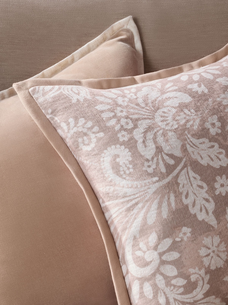 Pink/Natural Country Luxe Floral Print Woodblock Cushion - Image 2 of 5